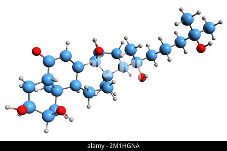 3D image of Ecdysone skeletal formula - molecular chemical structure of insect molting prohormone  isolated on white background Stock Photo