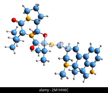 3D image of Ergocryptine skeletal formula - molecular chemical structure of  ergot alkaloid isolated on white background Stock Photo