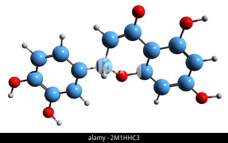 3D image of Eriodictyol skeletal formula - molecular chemical structure of  bitter-masking flavanone isolated on white background Stock Photo