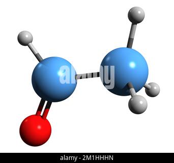 3D image of Acetaldehyde skeletal formula - molecular chemical structure of Ethanal isolated on white background Stock Photo