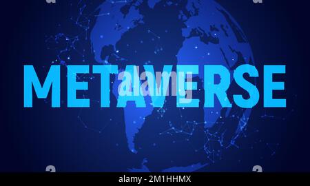 Metaverse background game 3d abstract cyber technology logo. Futuristic neon metaverse background virtual reality. Stock Vector