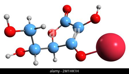 3D image of Erythorbic acid skeletal formula - molecular chemical ...