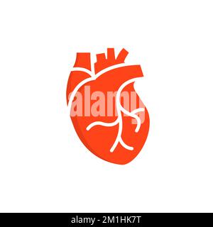 Human heart medical vector desease cardiovascular organ anatomy. Healthy human heart organ shape flat icon. Stock Vector