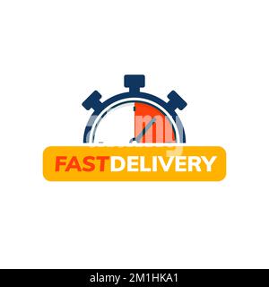 Express delivery service logo. Fast time delivery order with stopwatch. Quick shipping delivery icon Stock Vector