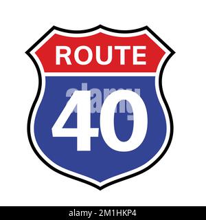 40 route sign icon. Vector road 40 highway interstate american freeway us california route symbol Stock Vector