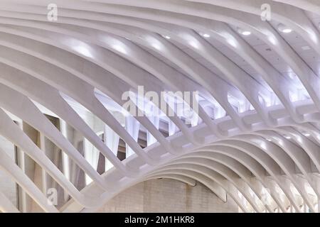 Detail of huge ribs and spine ceiling clean modern white architecture in subway Stock Photo