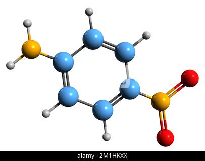 3D image of Nitrobenzene skeletal formula - molecular chemical ...