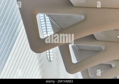 New York City station detail modern white architecture of ribs and dark hooks abstract Stock Photo