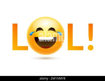 Lol emoji icon smile face. Emoticon joke happy cartoon funny lol emoji ...