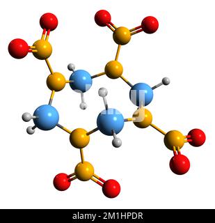 3D image of octogen skeletal formula - molecular chemical structure of nitroamine high explosive isolated on white background Stock Photo