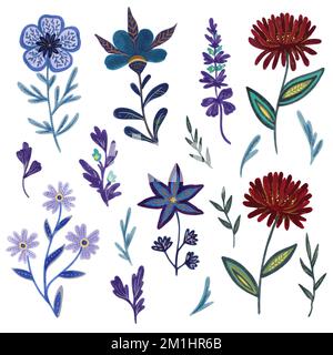 Collection of abstract hand drawn romantic floral elements for design.  Stock Vector
