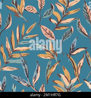 Botanical seamless pattern with abstract leaves and branches. Vector autumn decorative ornament for fashion design and wallpapers Stock Vector