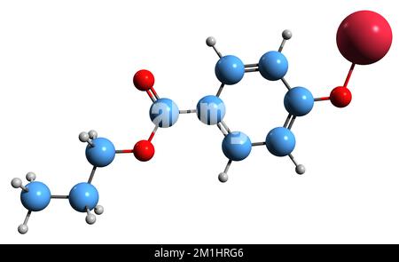 3D image of Propylparaben skeletal formula - molecular chemical ...