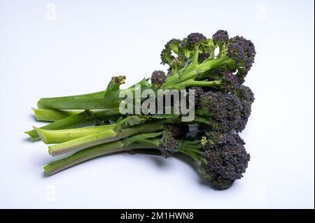 Dark green stems of fresh uncooked bimi asparagus broccoli vegetables Stock Photo