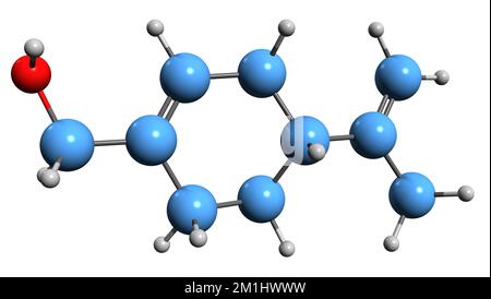 3D image of Perillyl alcohol skeletal formula - molecular chemical structure of precursor limonene isolated on white background Stock Photo