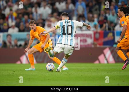 Lusail, Qatar. 9th Dec, 2022. Lionel Messi (10) of Argentina during the FIFA World Cup Qatar 2022 quarterfinal soccer match between Netherlands and Argentina at Lusail Stadium in Lusail, Qatar, December 9, 2022. Credit: FAR EAST PRESS/AFLO/Alamy Live News Stock Photo