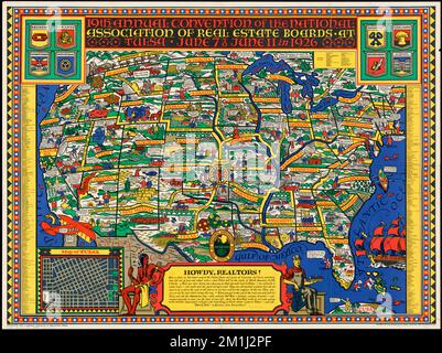 19th annual convention of the National Association of Real Estate Boards : at Tulsa, June 7 to June 11 in 1926 , Real estate boards, United States, United States, Maps, Pictorial maps Norman B. Leventhal Map Center Collection Stock Photo