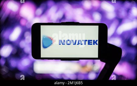 India. 12th Dec, 2022. In this photo illustration, the logo of Novatek is seen displayed on a mobile phone screen. Credit: SOPA Images Limited/Alamy Live News Stock Photo