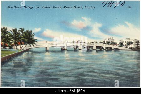 41st Street Bridge over Indian Creek, Miami Beach, Florida , Bridges, Tichnor Brothers Collection, postcards of the United States Stock Photo