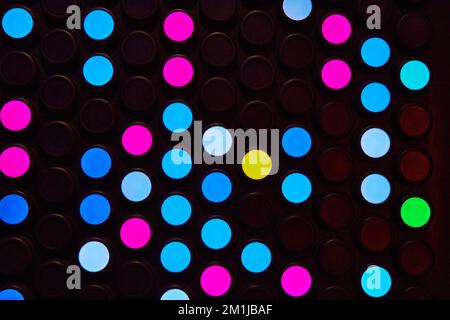 Texture abstract asset of circle colored LED lights on wall Stock Photo