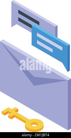 Secured mail icon isometric vector. Vpn network. Internet system Stock Vector