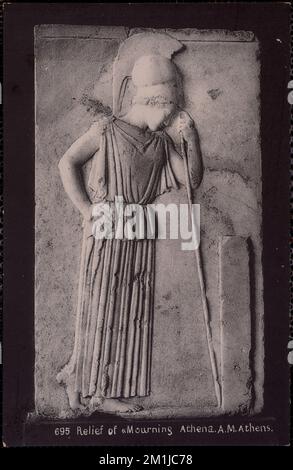 695 relief of mourning Athena. A. M. Athens , Bas-reliefs, Antiquities, Goddesses, Athena Greek deity. Nicholas Catsimpoolas Collection Stock Photo