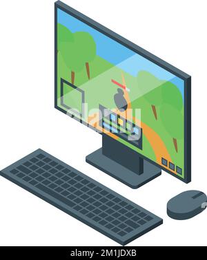 Online computer game icon isometric vector. Sport gamer. Match esport Stock Vector