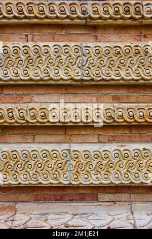 Detailing up close to limestone on church Stock Photo