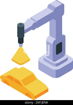 Robot arm paint service icon isometric vector. Car auto. Body airbrush Stock Vector