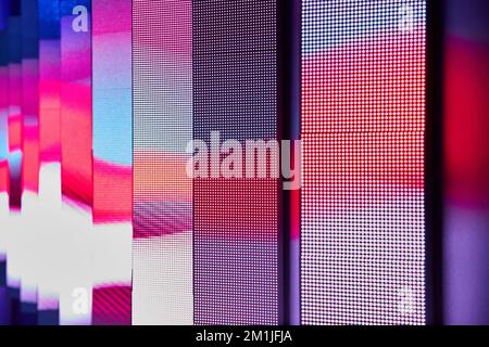 Abstract layers of LED walls with colorful waves Stock Photo