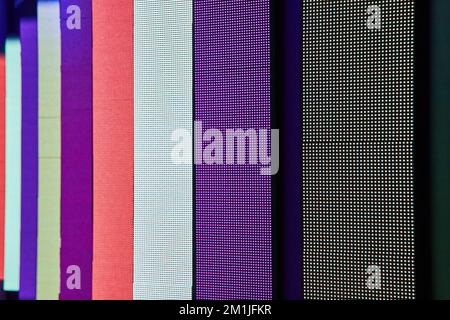 Abstract vertical pans of LED lights in different colors Stock Photo