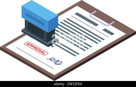 Stamp document icon isometric vector. Quality control. Confirm license Stock Vector