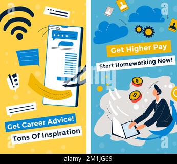Get career advice, tons of inspiration banners Stock Vector