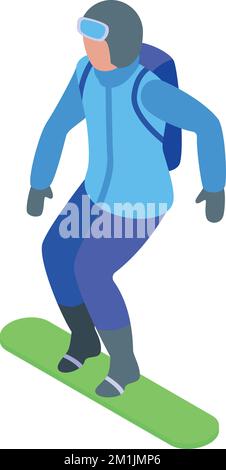 Fast snowboarding icon isometric vector. Active sport. Family team ...