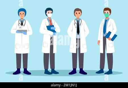 Male physician cartoon characters design . Vector . Stock Vector