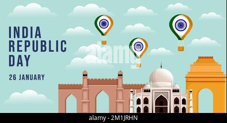 india republic day 26th january celebration banner illustration Stock Vector