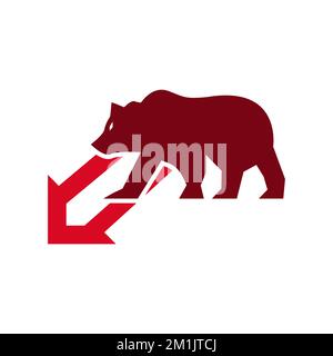 Bear stock market trend. Trading exchange, rising red arrow chart. Price chart down. Global economic boom. Design vector. finance logo. Economic finan Stock Vector