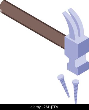 Roof hammer icon isometric vector. House repair. Outdoor drain Stock Vector