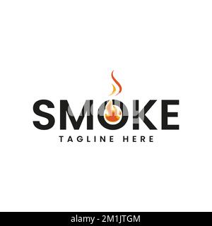 Smoke fire logo design inspiration, watermark logo on white background,symbol,design vector template Stock Vector