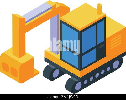 Mining excavator icon isometric vector. Gold mine. Stone industry Stock Vector