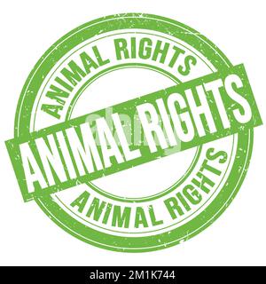 ANIMAL RIGHTS text written on green rectangle stamp sign Stock Photo ...