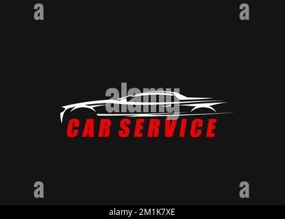 Car icon, vehicle service station or auto repair center and mechanic maintenance garage, vector symbol. Car spare parts store or tyre reparation station sign for automobile tuning and detailing Stock Vector