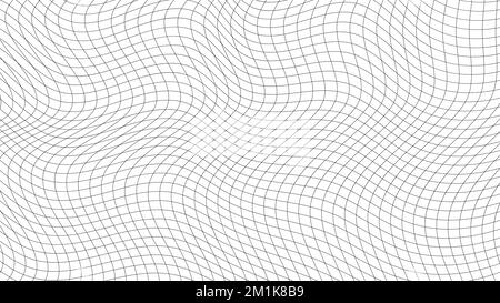 Grid pattern line, wave wavy background, warp geometric curve repeat Stock Vector