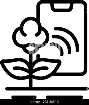Cotton plant control icon outline vector. Digital agriculture. App data ...