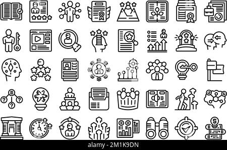 Skill development icons set outline vector. Change business. New transform Stock Vector