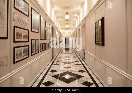 MUMBAI - SEP 24: Hall and interior of  the Taj Mahal Palace hotel in Colaba district, on September 24. 2022 in Mumbai, India Stock Photo