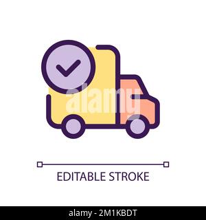 Shipment complete pixel perfect RGB color ui icon Stock Vector