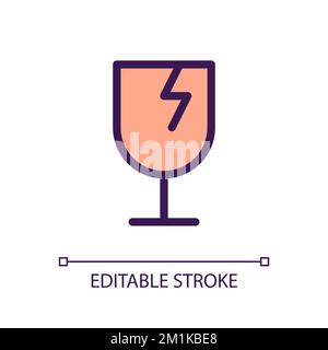 Broken wineglass pixel perfect RGB color ui icon Stock Vector