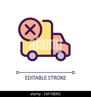 Shipment failed pixel perfect RGB color ui icon Stock Vector