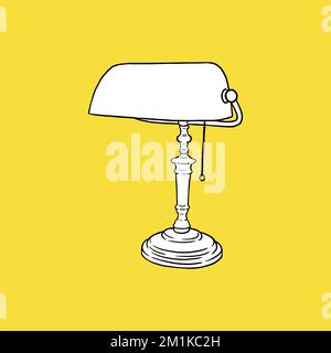 Desk Lamp Icon, Office Concept, Sketch and Vintage style. - Vector. Vector illustration Stock Vector